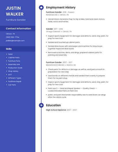 Furniture Sander Resume