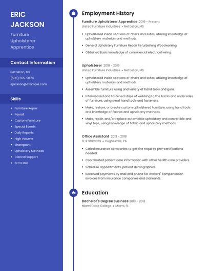 Furniture Upholsterer Apprentice Resume