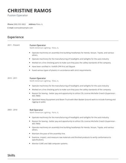 Fusion Operator Resume
