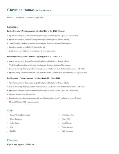 Fusion Operator Resume