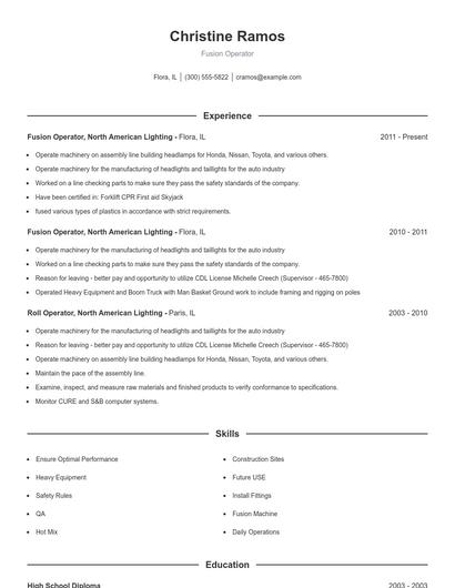 Fusion Operator Resume