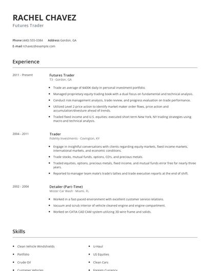 Futures Trader Resume
