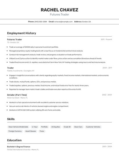 Futures Trader Resume