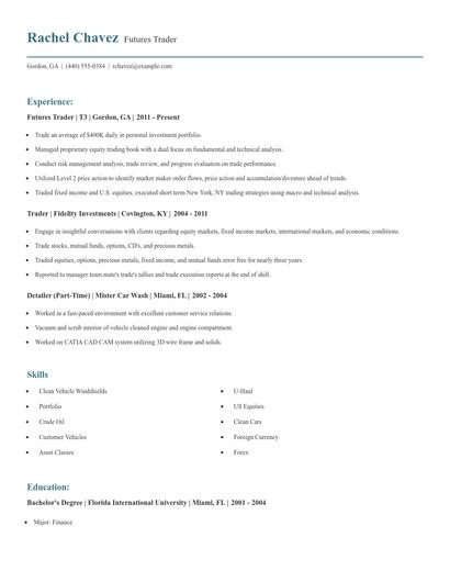 Futures Trader Resume