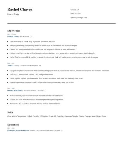 Futures Trader Resume