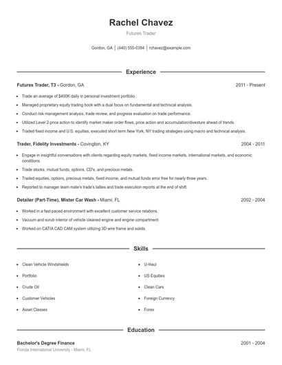 Futures Trader Resume