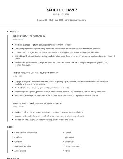 Futures Trader Resume