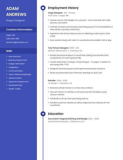 Gage Designer Resume