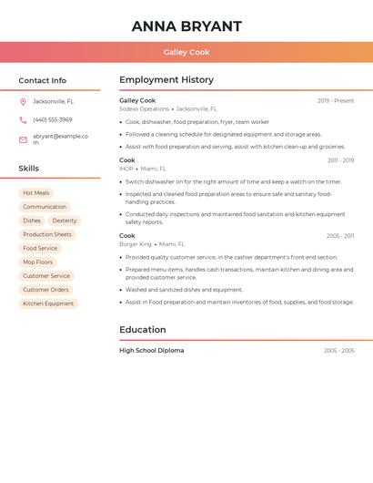Galley Cook Resume