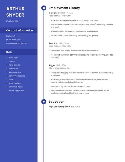 Galvanizer Resume