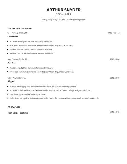 Galvanizer Resume
