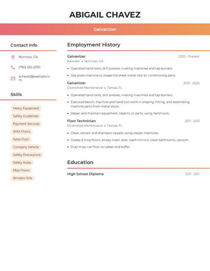 Galvanizer Resume