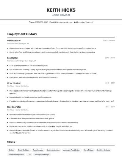 Resume example 2
