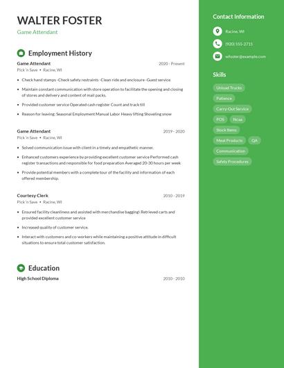 Resume example 5