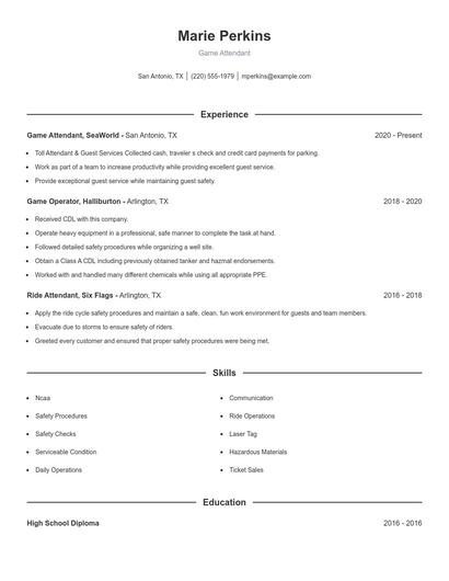 Resume example 1