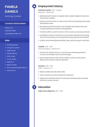 Gaming Cashier Resume