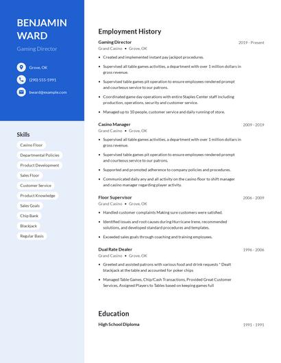 Gaming Director Resume