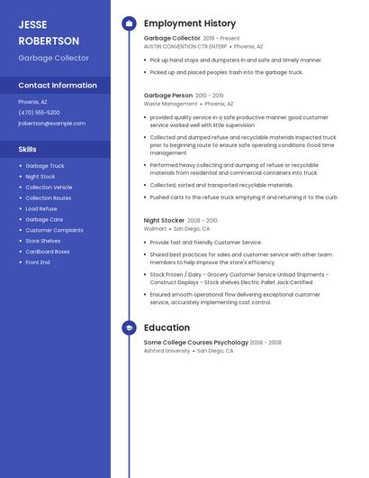 Garbage Collector Resume