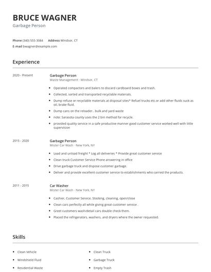 Garbage Person Resume