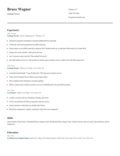 Garbage Person Resume