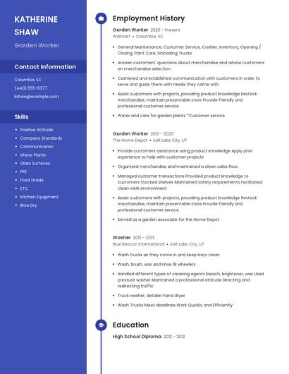 Garden Worker Resume