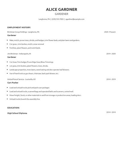 Gardener Resume