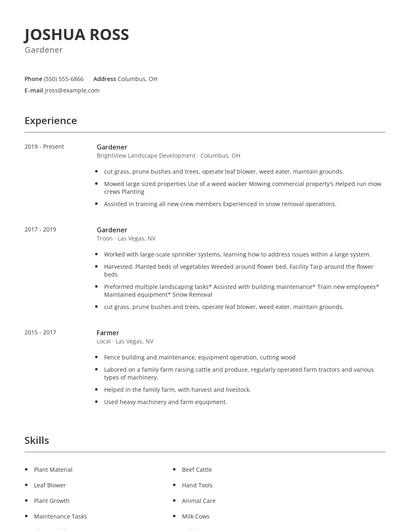 Gardener Resume