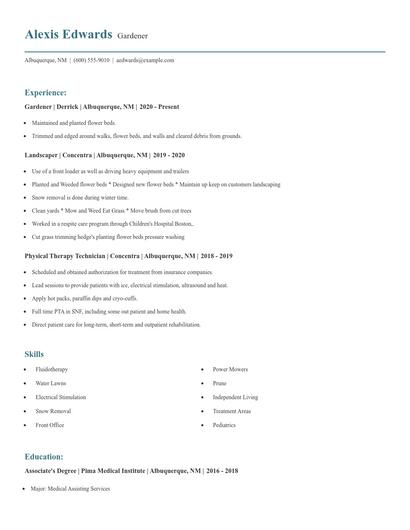 Gardener Resume