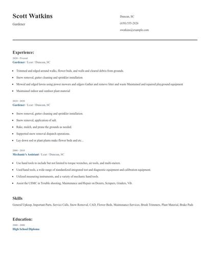 Gardener Resume