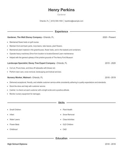 Gardener Resume