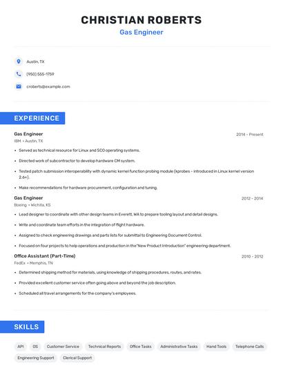 Gas Engineer Resume