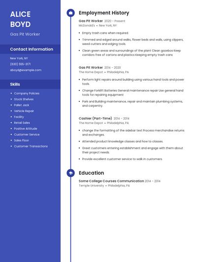 Gas Pit Worker Resume
