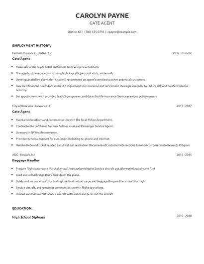 Gate Agent Resume