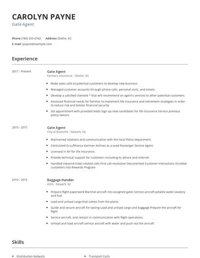 Gate Agent Resume