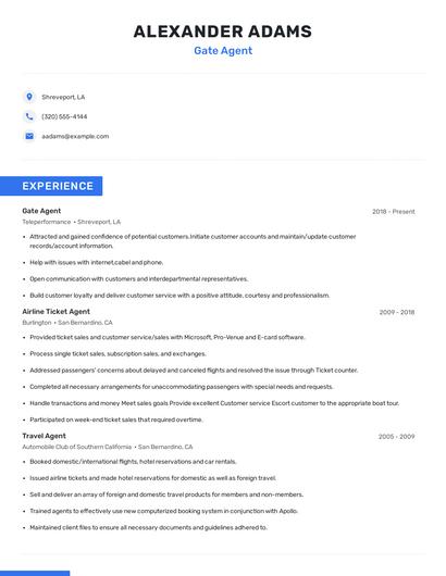 Gate Agent Resume