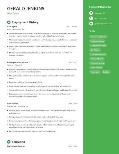 Gate Agent Resume
