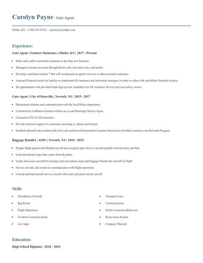Gate Agent Resume
