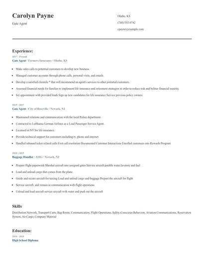 Gate Agent Resume