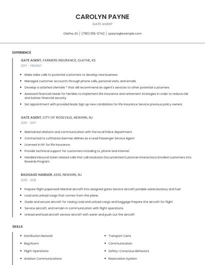 Gate Agent Resume