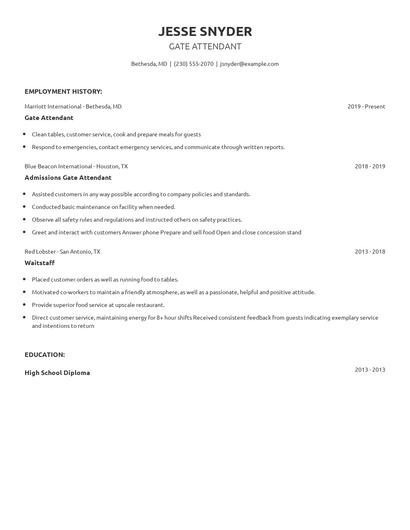 Gate Attendant Resume