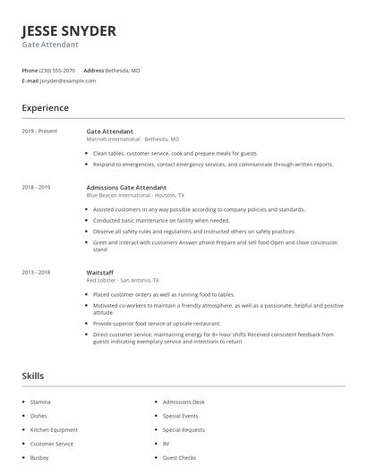 Gate Attendant Resume