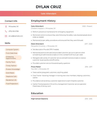 Gate Attendant Resume