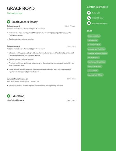 Gate Attendant Resume