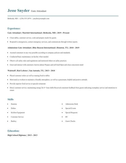 Gate Attendant Resume