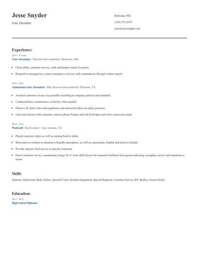 Gate Attendant Resume