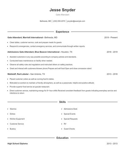 Gate Attendant Resume