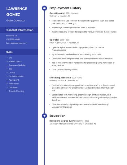 Gate Operator Resume