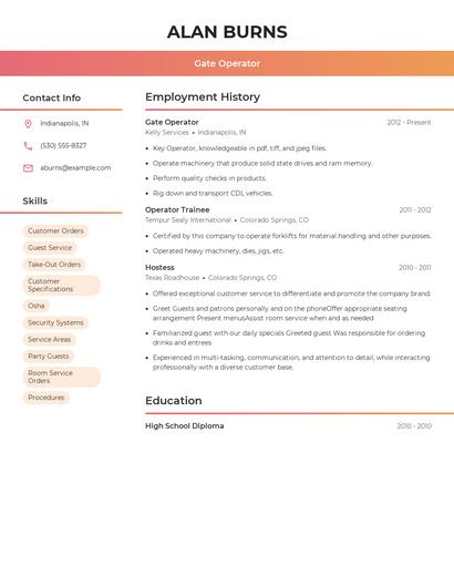 Gate Operator Resume