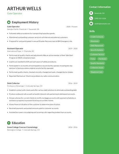 Gate Operator Resume