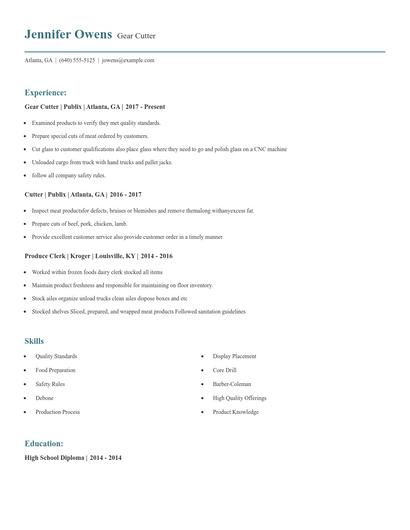 Gear Cutter Resume